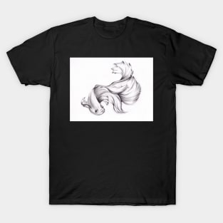 Aquatic Angel - Betta/Siamese Fighting Fish Charcoal Drawing T-Shirt